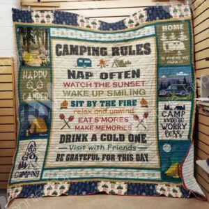 Camping Rules Quilt Blanket  Quilt